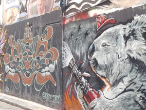 street art en voyage koala fireman